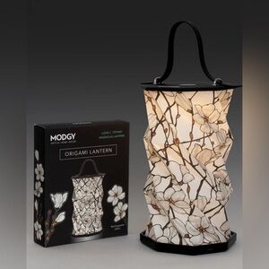 3 Unopened Magnolia Origami Tiffany Lanterns - Cream and Black